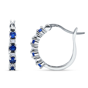 Half Eternity Huggie Hoop Earrings Simulated Blue Sapphire 925 Sterling Silver Wholesale